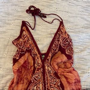 Burnt Orange Embroidered Sun dress